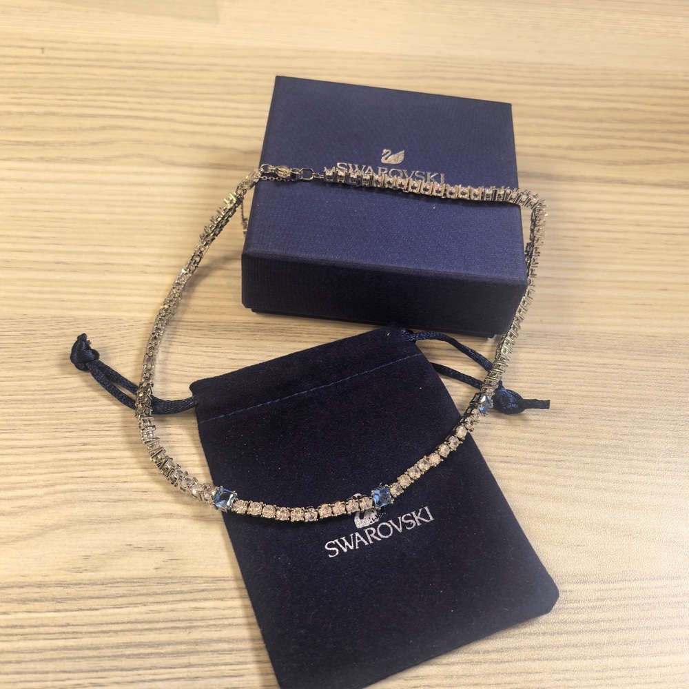 Swarovski Gold and Blue Crystal Necklace
